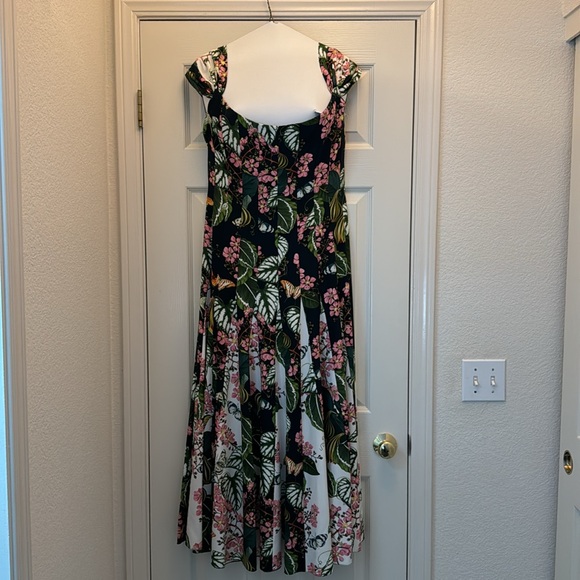 Oscar de la Renta Mixed Botanical Sleeveless Cady Inset Dress, 14 - Picture 12 of 15